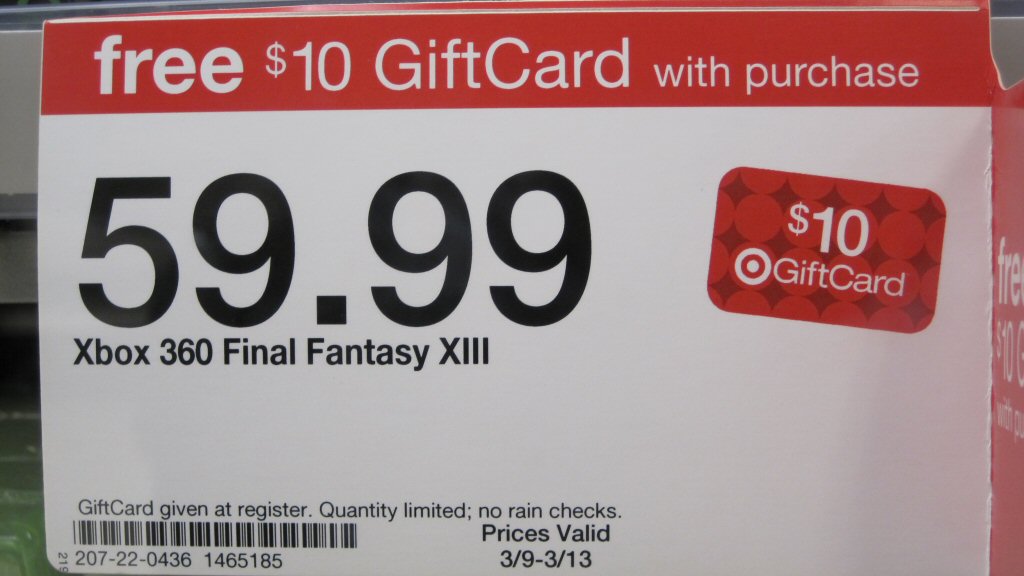 On one hand, that $10 gift card sounds pretty good. On the other hand, you have to buy Final Fantasy XIII to get it.