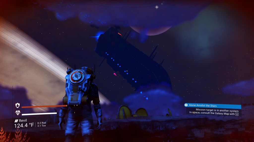 This is either a REALLY small planet or that's a RIDICULOUSLY big ship. Either way, cool view.