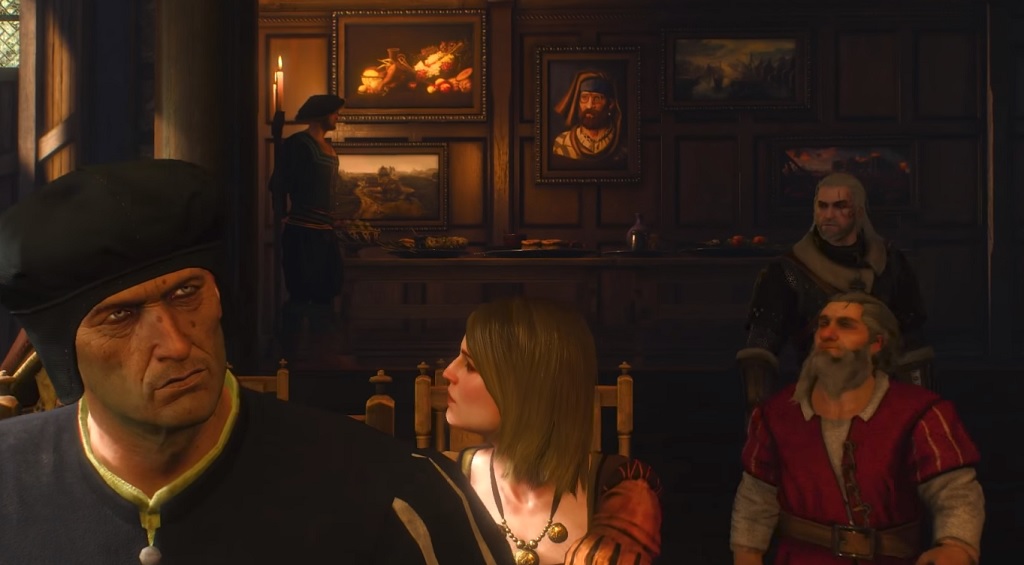 That guy in the background, by the paintings? O'Dimm. The devs snuck him, in various disguises, into the backgrounds of a half-dozen or so scenes in the questline. Bit unsettling once it's pointed out to you.